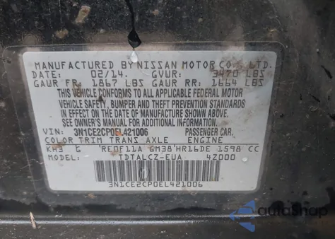 2014 Nissan Versa Note S Plus z USA, uszkodzony, nr VIN 3N1CE2CP0EL421006